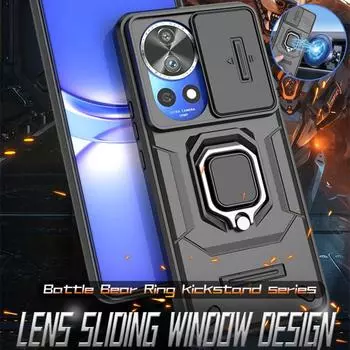 Чехол-броня для объектива камеры Slide для Huawei nova 12 Pro, магнитное кольцо-держатель, защитный чехол для Huawei nova12, nova 12 Ultra 5G, чехол For nova 12 чёрный