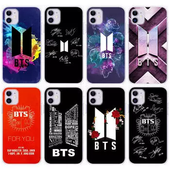 Чехол BT12 BTS для Samsung A04 A14 A23 A34 A54 M23 M33 M52 M53 Realme 10 9 C30S C35 C55 VIVO Y02S Y21 Y33S Y51 X80 Pro Прозрачный чехол VIVO Y35 эбеновый