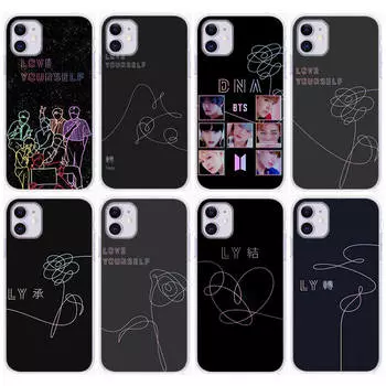 Чехол BT2 Bangtan Boys Love Yourself для Samsung A04 A14 A23 A34 A54 M23 M33 M52 M53 Realme 10 9 C30S C35 C55 VIVO Y02S Y21 Y33S Y51 X80 Pro Infinix Hot 30i NFC коричневато-жёлтый