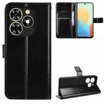 Чехол-бумажник из искусственной кожи для Tecno Spark Go SparkGo 2024 BG6, чехол-книжка для телефона For Tecno Spark Go 2024 чёрный