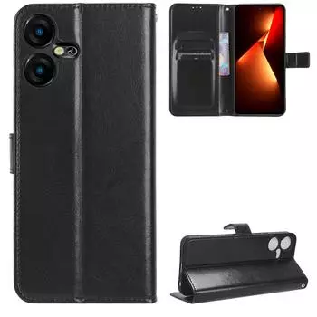 Чехол-бумажник из искусственной кожи для Tecno Pova Neo 3 Pova Neo3 с откидной крышкой, чехол для телефона For Tecno Pova Neo 3 чёрный