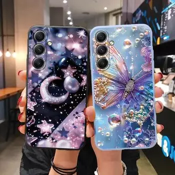 Чехол Butterfly Stars для iPhone Samsung A55 S24 FE S25 M35 A06 Xiaomi Redmi Note 13 Pro 14C Huawei Honor 200 противоударный матовый чехол для телефона с защитой от царапин Samsung Galaxy S9 Plus синий