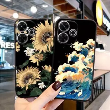 Чехол Butterfly Sunflower для iPhone Samsung A55 M34 Xiaomi Redmi 13Pro 14 Huawei Honor, противоударный бампер для телефона, черный матовый TPU, устойчивый к царапинам, полное покрытие Samsung Galaxy S20 FE