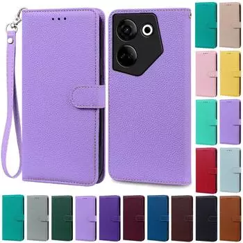 Чехол Camon 20 для Tecno Camon 20 Pro 5G, кожаный чехол-кошелек, откидная крышка для Tecno Camon 20 Premier 5G, чехол для телефона, Fundas For Camon 20 светло-фиолетовый