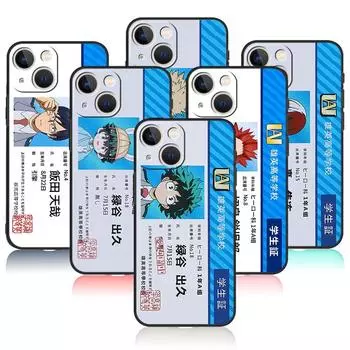 Чехол Carcasa для iPhone XS 13 Pro Max 8 Plus 14 XR X 7 12 11 Mini SE2022 5S SE2 5 6 6S My Hero Academy ID Card силиконовый стиль iPhone 14