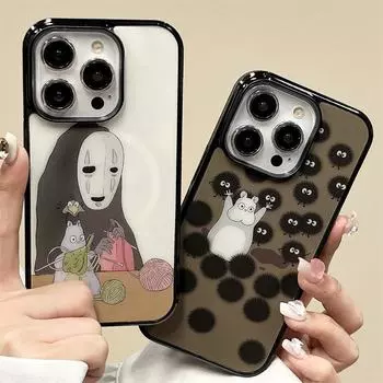 Чехол Cartoon Gray Monster для iPhone 15 и 14 с магнитным креплением для 11, 12, 13 Pro Max. iPhone13pro, Single shell