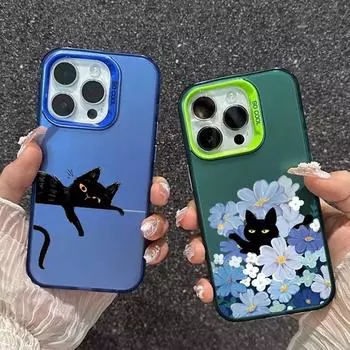 Чехол Cat Flower для iPhone 16 Samsung A55 A35 A34 S24 FE Xiaomi Redmi Note 13 Pro 14C Huawei Honor 200 противоударный бампер для телефона с защитой от царапин Samsung A54 5G