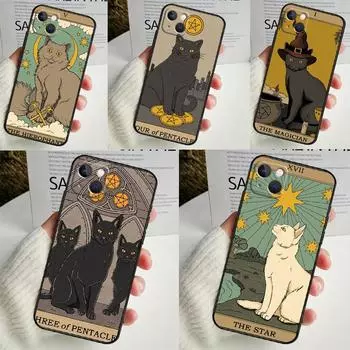 Чехол Cats Tarot Witchcraft для iPhone 14 13 12 11 16 15 Pro Max Mini Cover X XR XS 8 7 14 16 15 Plus Аксессуары iPhone 13 Pro
