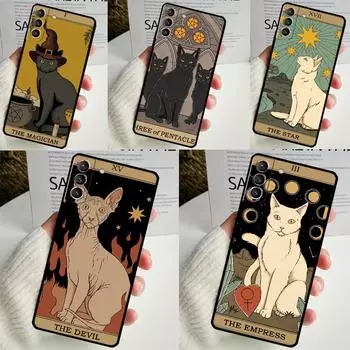 Чехол Cats Tarot Witchcraft для Samsung Galaxy S24 S23 Ultra S22 S20 FE S21 FE Note 10 20 S8 S9 S10 Plus Galaxy S24