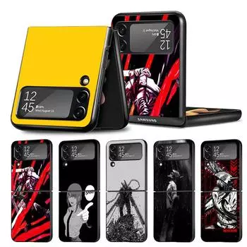 Чехол Chainsaw Man для Samsung Galaxy Z Flip 3 5G ZFlip Z Flip 4 ZFlip3 Flip3 Flip4 ZFlip4 Черный Coque Capa Samsung Z Flip 5G