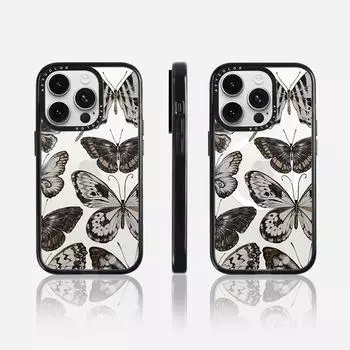 Чехол Chao New Butterfly 15ProMax Apple 13/14 прозрачный черный с магнитными волнами и точками для защиты от падений iPhone14promax