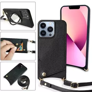 Чехол-чехол Crossbody Lanyard Leather Case для Apple 16 Pro Max — дизайн «рыбий хвост», защита от падений iPhone 14 Pro Max