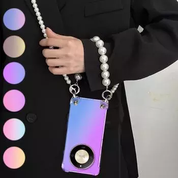 Чехол через плечо с жемчужным ремешком для Honor X50 X50i X40 X30 X10 X9 X9A X8 X8A X7 X6S X5 pro Браслет-цепочка Прозрачный градиентный силиконовый чехол для телефона For Honor X8 5G