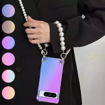 Чехол через плечо с жемчужным ремешком для Google Pixel 8 Pro, браслет-цепочка, прозрачные чехлы с градиентом для Google Pixel 7 6A, силиконовый защитный чехол для телефона Pixel 6