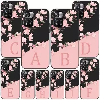 Чехол Cherry Blossom Pink Letter для Xiaomi Redmi Note 9S 9 8 10 11 Pro 9C 9A 7 8T 7A 8A 10S 11T 11E 9T черный силиконовый чехол для телефона Redmi Note 11