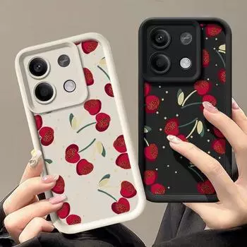 Чехол Cherry Shockproof для Xiaomi 14t 13t Poco X6 X5 F6 Pro Remdi Note 14 13 12 11 10 Pro Мягкий силиконовый матовый защитный чехол для объектива от падения Xiaomi 14T чёрный