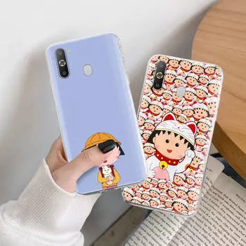 Чехол Chibi Maruko TPU для iPhone XR 7 8 14 15 11 12 13 X XS Pro Max Xiaomi Redmi 13C Note 9 Samsung A22 S23 S24 Ultra Plus VIVO Samsung J4 Core аэро