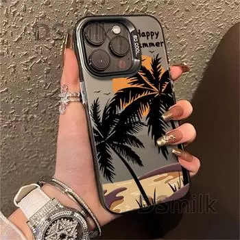 Чехол Coconut Tree для мобильного телефона iPhone 15 Pro с лазерным дизайном, Apple 13, защита от падения для Xs Max, твердая обложка для 78plus. белый