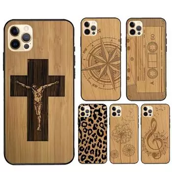 Чехол Compass Wood с леопардовым принтом для iPhone 7 8 Plus 6S X XR XS Max SE 2020 Fundas для iPhone 11 12 13 Pro Max mini iphone 5 5S SE
