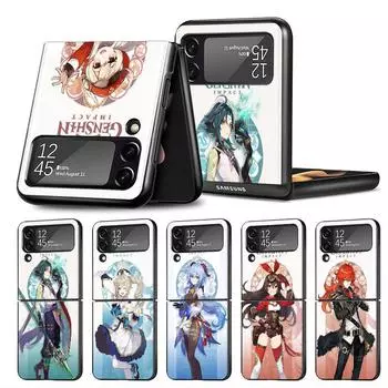 Чехол Coque для Samsung Galaxy Z Flip 3 5G Z Flip 4 ZFlip ZFlip3 ZFlip4 Flip3 zflip Back Print Hard PC Genshin Impact Samsung Z Flip 5G