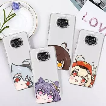 Чехол Coque для Xiaomi Poco X3 NFC X3 Pro M3 F3 Redmi 9 10 10C 9A 9C K40 Pro F1 9C Note 9S силиконовый милый Q Genshin Impact Capa Poco X3