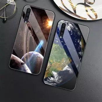 Чехол Cosmic Earth Fundas для Samsung Galaxy A71 A72 A70 A73 A53 A13 5g A03 A22 A21s A03 Core A42 A52, роскошный стеклянный чехол For Samsung A21S