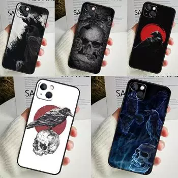 Чехол Crow Raven Dark Skull для iPhone 14 16 15 Pro Max 11 12 13 Mini 7 8 Plus X XR XS MAX, мягкий противоударный чехол iPhone 14 Plus