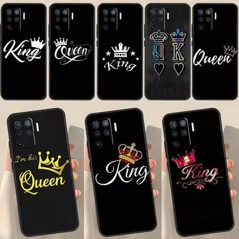 Чехол Crown QUEEN & KING для пар для OPPO A15 A74 A54 A94 A52 A72 A31 A53 A53S A5 A9 2020 A3S A5S A83 A91 A93, чехол OPPO A16