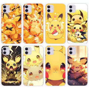 Чехол CT53 Cute Pikachu для Samsung A04 A14 A23 A34 A54 M23 M33 M52 M53 Realme 10 9 C30S C35 C55 VIVO Y02S Y21 Y33S Y51 X80 Pro Прозрачный чехол VIVO Y01 кожа буйвола