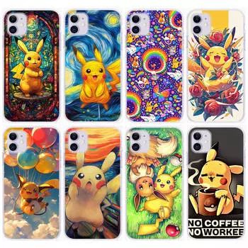 Чехол CT56 Pikachu для Samsung A04 A14 A23 A34 A54 M23 M33 M52 M53 Realme 10 9 C30S C35 C55 VIVO Y02S Y21 Y33S Y51 X80 Pro Прозрачный чехол Tecno Camon 18T кожа буйвола