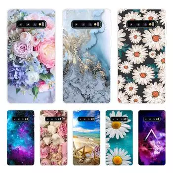 Чехол-цветок для Samsung Galaxy S10 Plus / S10 / S10e Чехлы для телефонов Милая буква Мягкая силиконовая задняя крышка для Samsung S10 S 10 S10+ Samsung S10 Plus