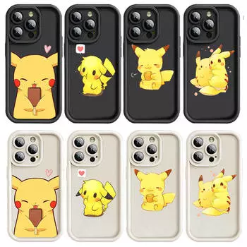 Чехол D-4 Cute Pikachu для iPhone 15 14 13 12 8 Plus Samsung S24 S23 Ultra A04S A05S Huawei P40 P50 P60 Nova 11 Pro Max OPPO A17K Reno 10 Huawei P50 верблюд