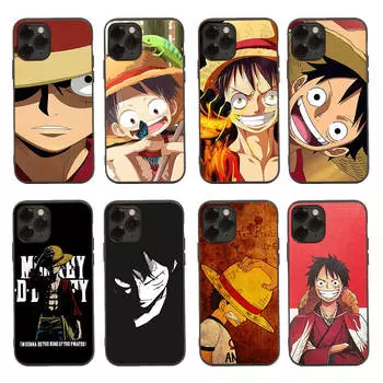 Чехол D-52 One Piece Luffy Black Sofe для iPhone 16 15 Plus 14 13 Mini 12 11 Pro 8 6 6S SE 5 XR XS Max Realme C30 C33 C32 9I VIVO V29 V27 V23 Y36 iPhone XS Max верблюд