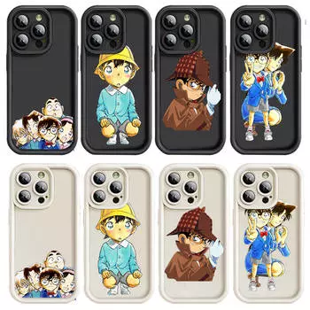 Чехол D-55 Detective Conan для iPhone 15 14 13 12 8 Plus Samsung S24 S23 Ultra A04S A05S Huawei P40 P50 P60 Nova 11 Pro Max OPPO A17K Reno 10 Samsung S23 кожа буйвола