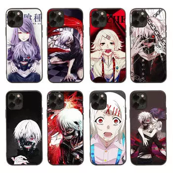 Чехол D-56 Tokyo Ghoul Anime Black Sofe для iPhone 16 15 Plus 14 13 Mini 12 11 Pro 8 6 6S SE 5 XR XS Max Realme C30 C33 C32 9I VIVO V29 V27 V23 Y36 Samsung J5 Prime верблюд