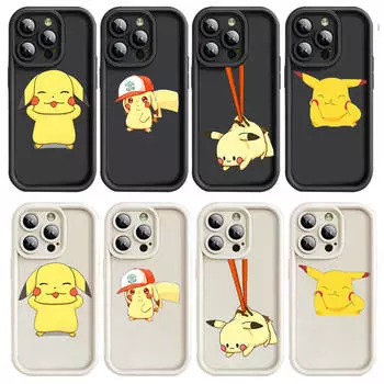Чехол D-5 Pikachu для iPhone 15 14 13 12 8 Plus Samsung S24 S23 Ultra A04S A05S Huawei P40 P50 P60 Nova 11 Pro Max OPPO A17K Reno 10 Samsung A14 5G кожа буйвола