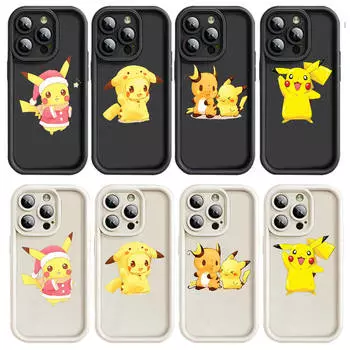 Чехол D-6 Pokemon Pikachu для iPhone 15 14 13 12 8 Plus Samsung S24 S23 Ultra A04S A05S Huawei P40 P50 P60 Nova 11 Pro Max OPPO A17K Reno 10 iPhone 8 серый