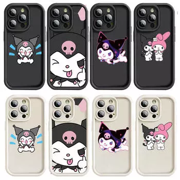 Чехол D-8 Kuromi для iPhone 15 14 13 12 8 Plus Samsung S24 S23 Ultra A04S A05S Huawei P40 P50 P60 Nova 11 Pro Max OPPO A17K Reno 10 Huawei Nova 11 Pro серый