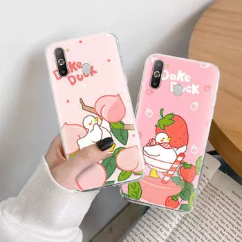 Чехол Dake Duck TPU для iPhone XR 7 8 14 15 11 12 13 X XS Pro Max Xiaomi Redmi 13C Note 9 Samsung A22 S23 S24 Ultra Plus VIVO Samsung A34 5G аэро