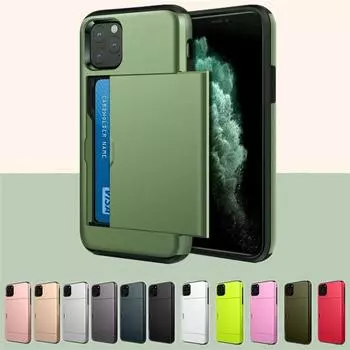 Чехол-держатель Armor Slide для карт памяти, чехол для iPhone 15 14 13 12 11 Pro Max SE XS XR 8 7 Samsung S24 S23 S22 S21 S20 Ultra Plus S21FE Note20Ultra iPhone 6 розовый