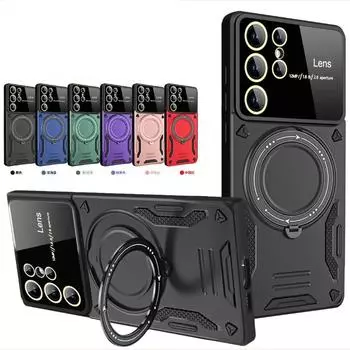 Чехол-держатель Armor Stand для телефона Samsung Galaxy S23 Ultra S23 Plus S23FE S 23 FE Magsafe Wireless Charge Магнитный чехол Samsung S23 чёрный