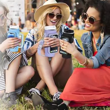 Чехол-держатель для бутылки с водой с карманом для телефона, регулируемый ремешок, универсальный защитный рукав для стакана розовый