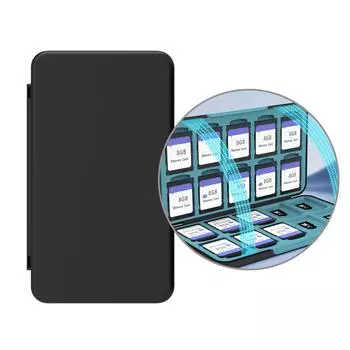 Чехол-держатель для карт памяти на 20 слотов для органайзеров карт SDHC/SDXC, магнитный чехол для переноски, защитная крышка, силиконовая внутренняя часть чёрный