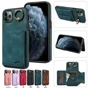 Чехол-держатель для карт с кольцом и слотами для телефона для iPhone 11 серии. Для iPhone 11, iPhone 11 Pro, iPhone 11 Pro Max iPhone 11 Pro Max чёрный