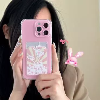 Чехол-держатель для карт Zhitai 13Pro Cute Cartoon для iPhone 14, 15 и 16 - Douyin Trend iPhone 15 Plus