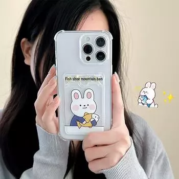 Чехол-держатель для карт Zhitai Cartoon для iPhone 15/14 Pro Max/XS iPhone 16 Pro