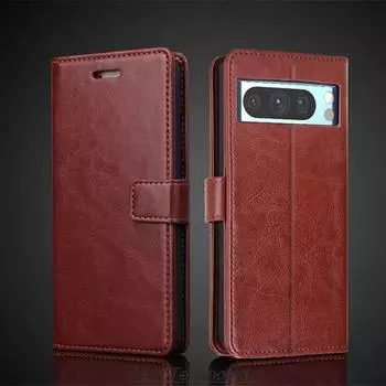 Чехол-держатель для карточек для Google Pixel 8 Pro Pixel8 8A, откидной чехол из искусственной кожи, ретро-чехол для телефона-кошелька, деловой чехол Fundas Coque for Pixel 8A&Just Case темно-синий