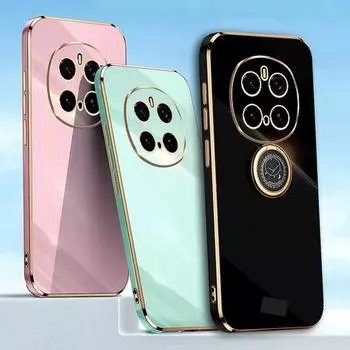 Чехол-держатель для кольца на палец для Honor Magic 7 Pro Magic7 Magic 6 Pro 5 Lite Honor X60i X60 Pro X9C X6B Мягкий силиконовый чехол с покрытием For Magic 7 Pro чёрный