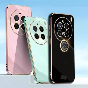 Чехол-держатель для кольца на палец для VIVO X200 Pro Mini VIVO X200 Pro X100 Ultra X100s Pro X90 Pro + X80 Мягкий силиконовый чехол For VIVO X200 Pro чёрный