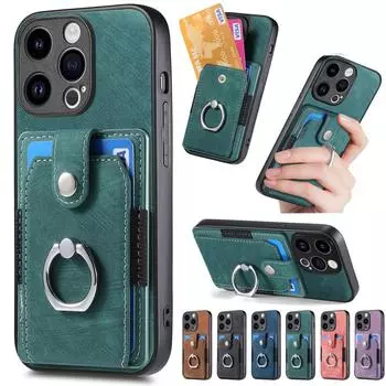 Чехол-держатель для телефона из искусственной кожи с магнитной картой и кошельком для iPhone 15 14 Plus 13 12 11 Pro XSMAX для Samsung S23 S22 S21 Ultra Plus A05 A14 A54 A13 A53 iPhone 6/6S чёрный
